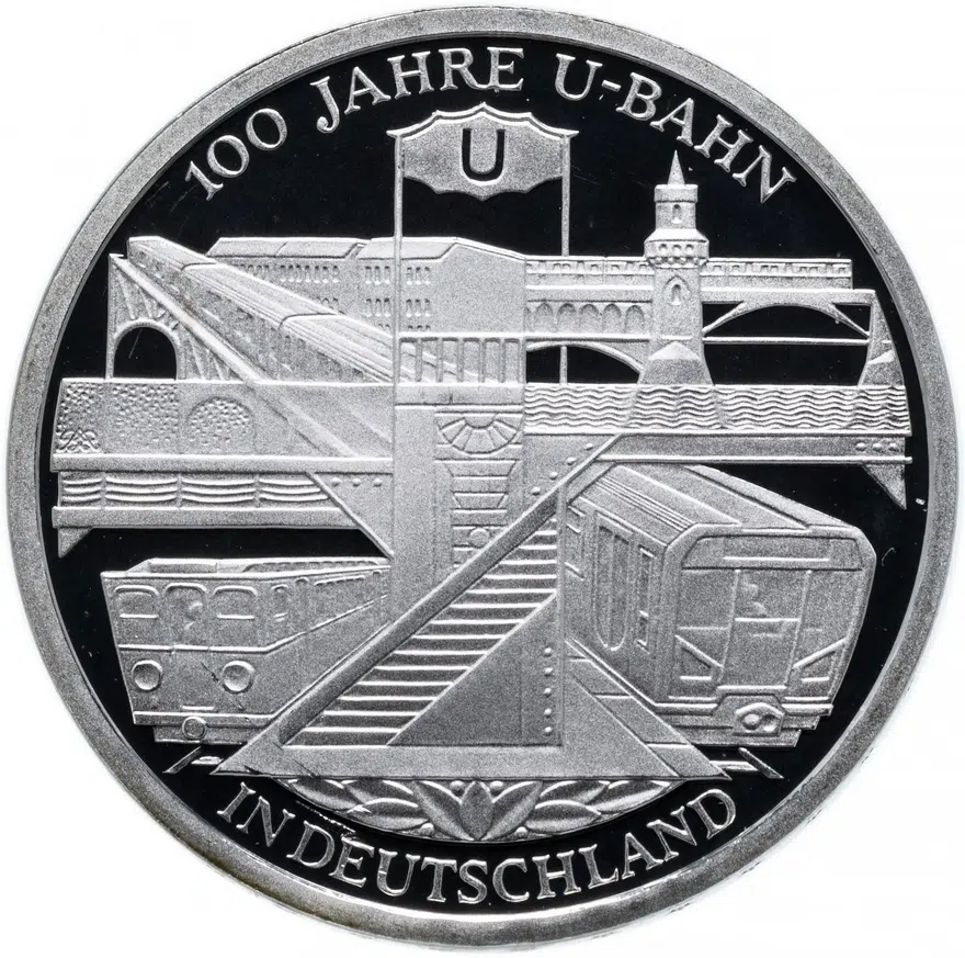 Германия 10 euro (евро) 2002 "100 лет метро в Германии"  (D)