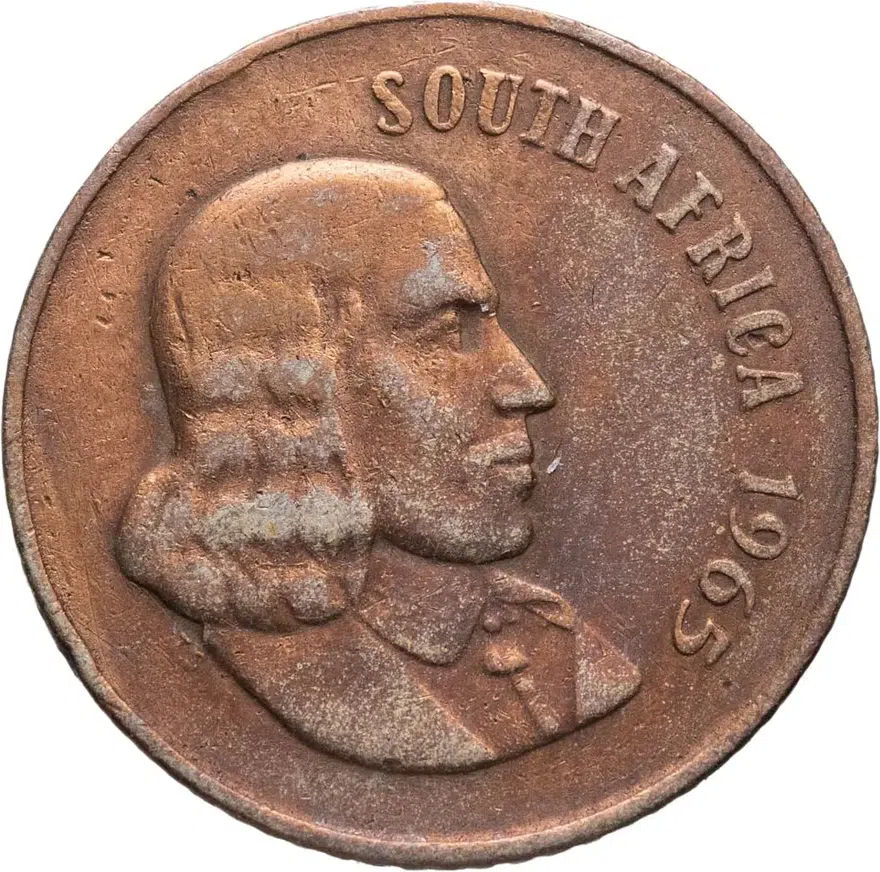 ЮАР 2 цента (cents) 1965  Надпись на английском языке - "SOUTH AFRICA"