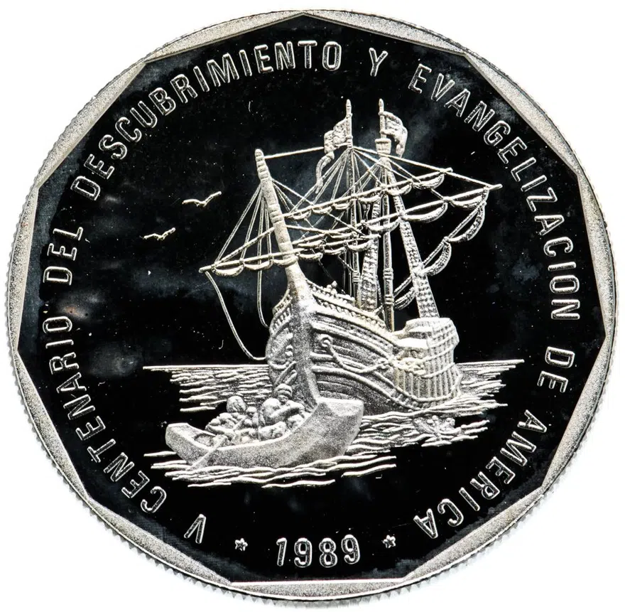 Доминикана 1 песо (peso) 1989 "500 лет открытию и евангелизации Америки"