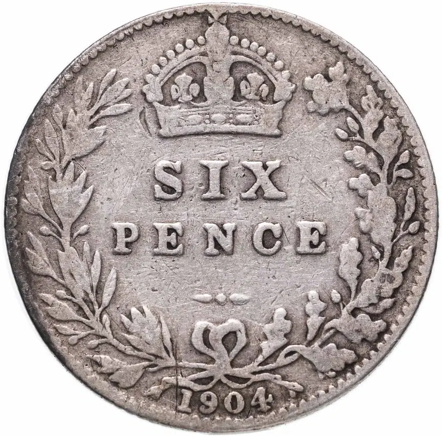 Великобритания 6 пенсов 1904, реверс
