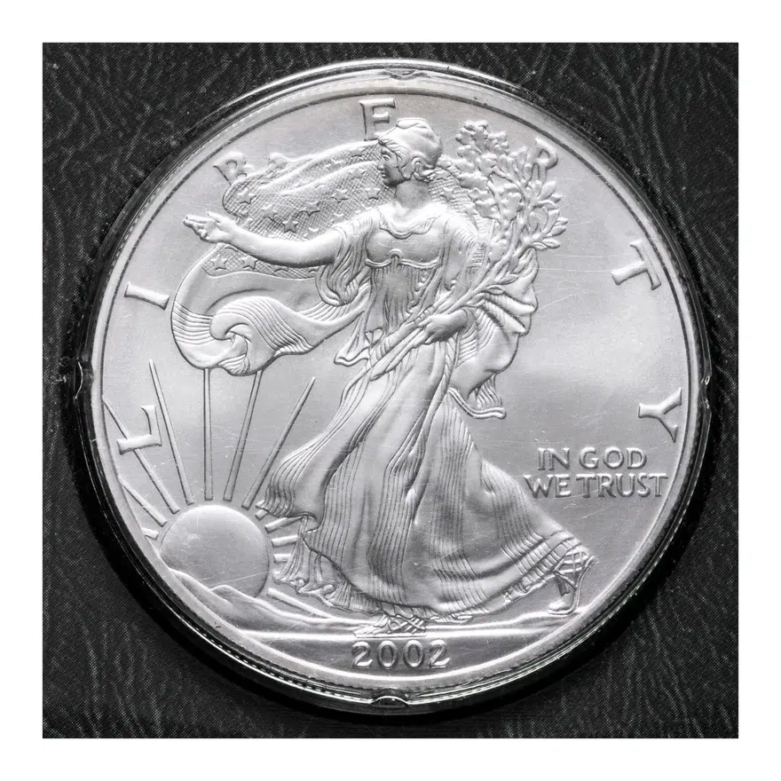 США 1 доллар (dollar) 2002  Американский серебряный орёл Без отметки монетного двора, реверс