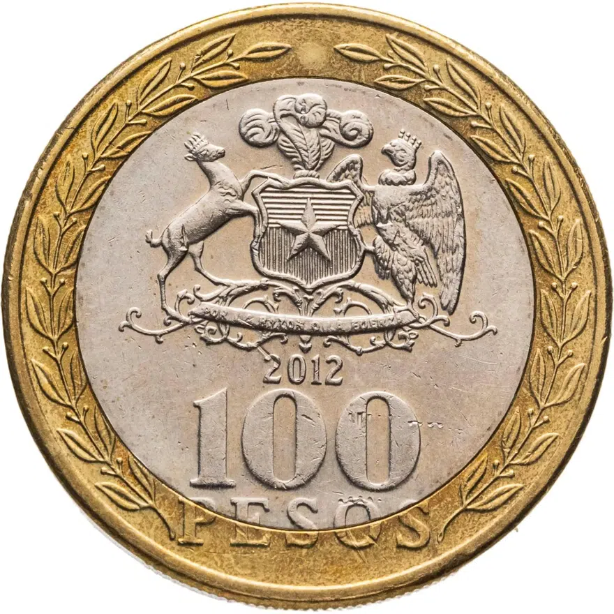 Чили 100 песо (pesos) 2012, реверс