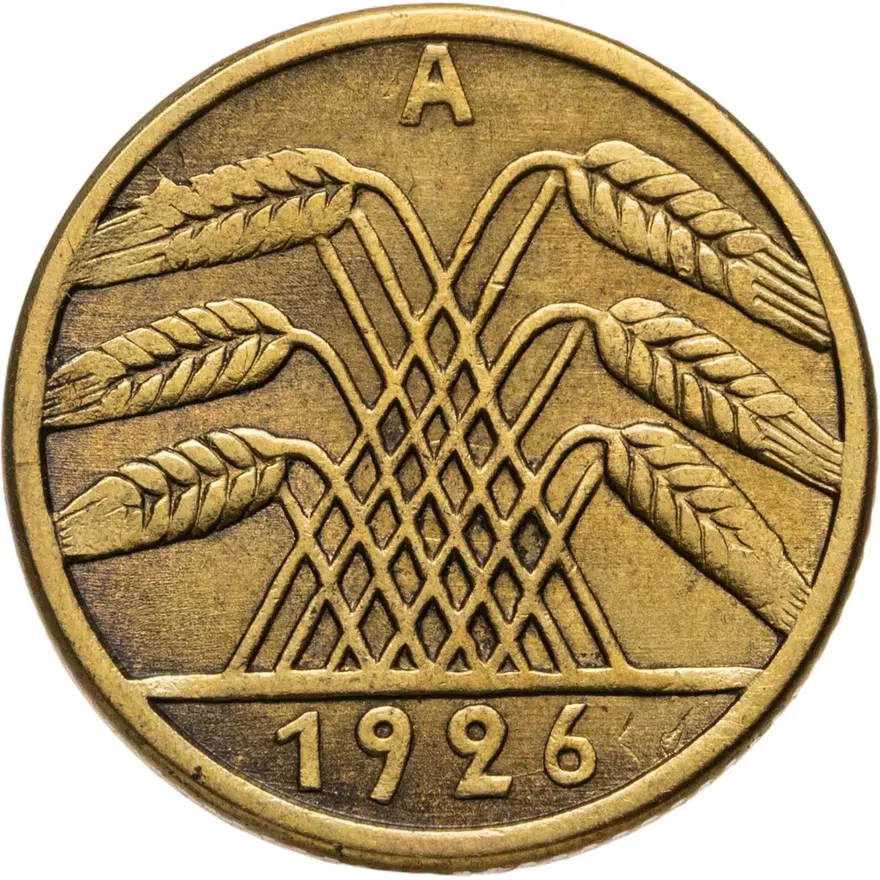 Германия 5 рейхспфеннигов (reichspfennig) 1926 A  знак монетного двора "A" — Берлин