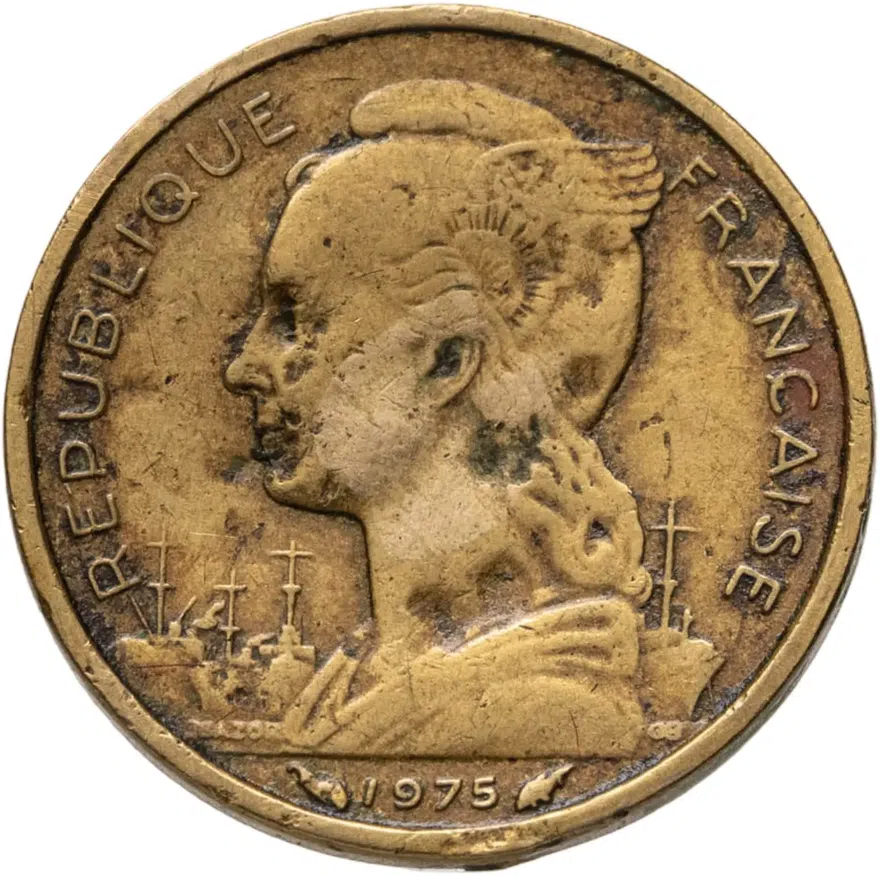 Французские афар и исса 10 франков (francs) 1975