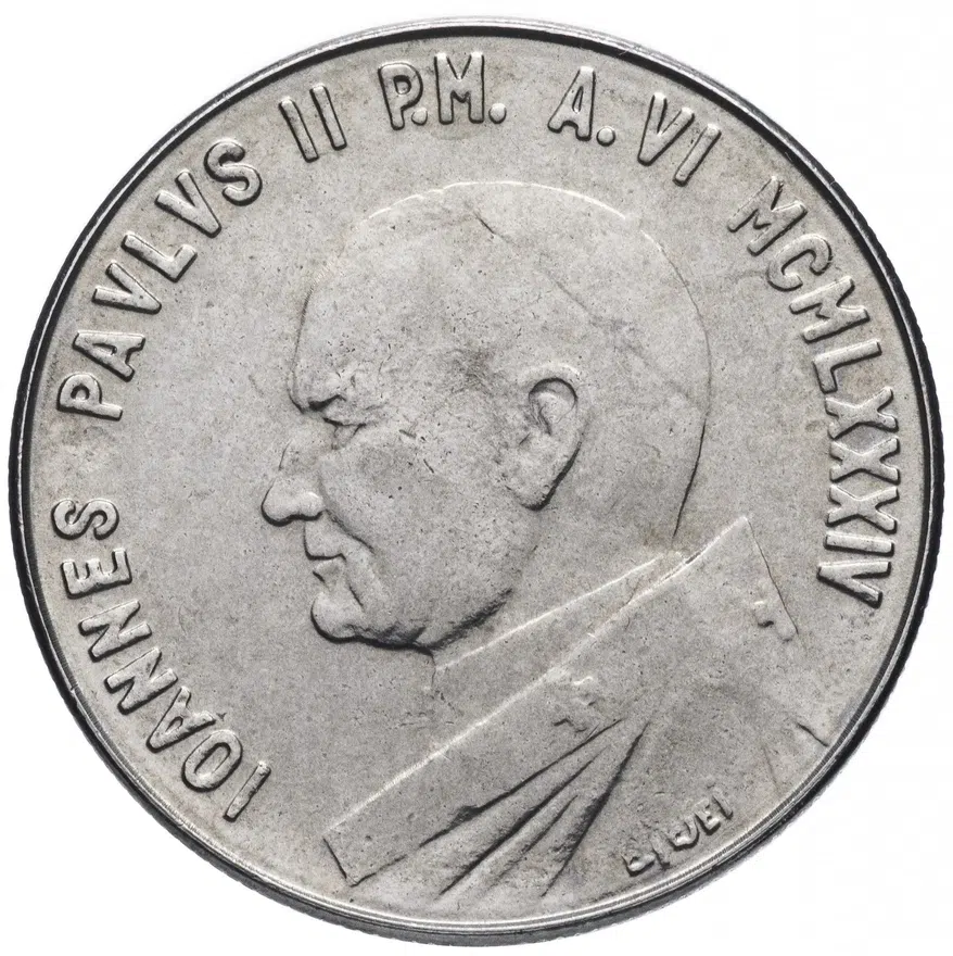 Ватикан 100 лир 1984, реверс