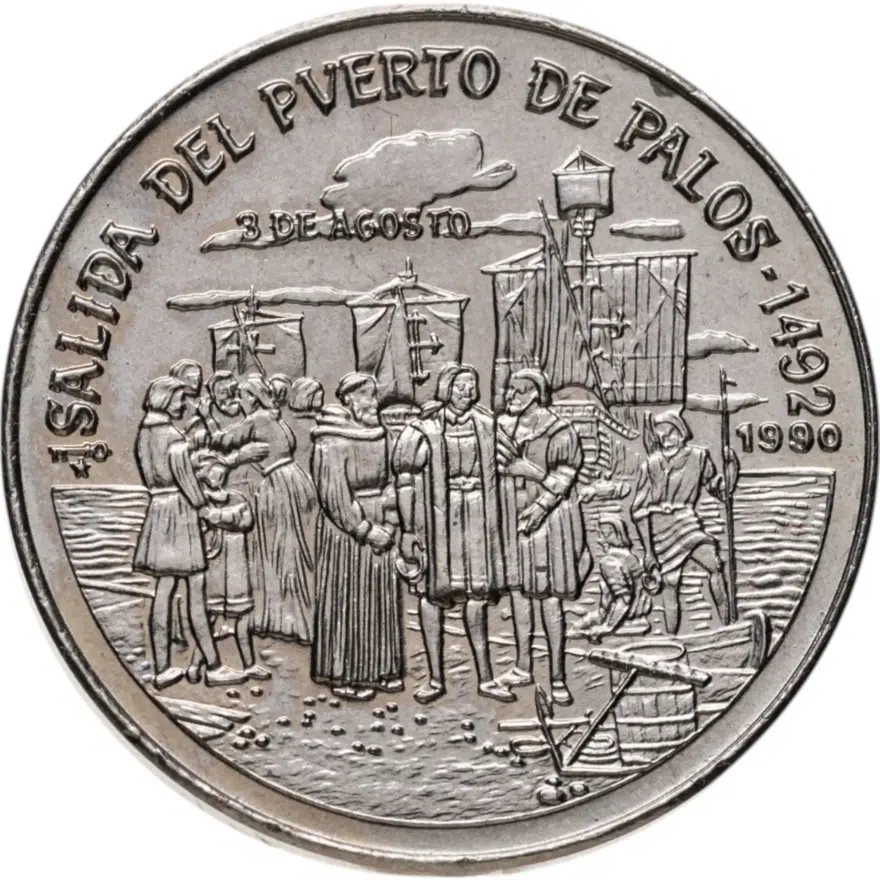 Куба 1 песо (peso) 1990 " 500 лет открытию Америки. Отплытие из порта Палос"