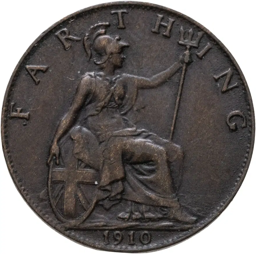 Великобритания 1 фартинг (farthing) 1910, аверс