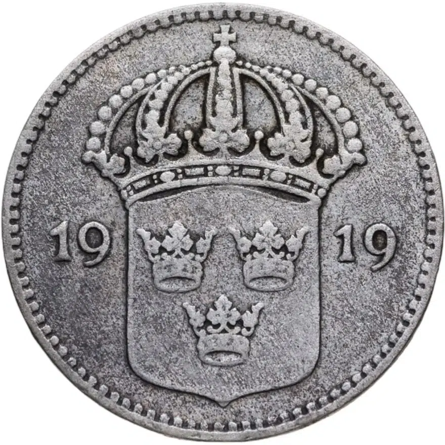 Швеция 10 эре (ore) 1919, реверс