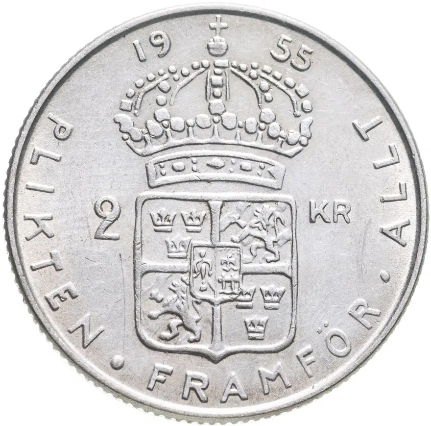Швеция 2 кроны (kronor) 1955, реверс