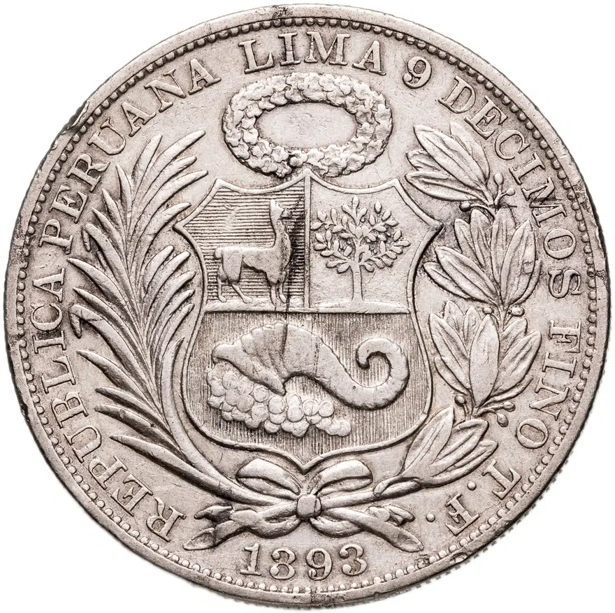 Перу 1 соль 1893, реверс