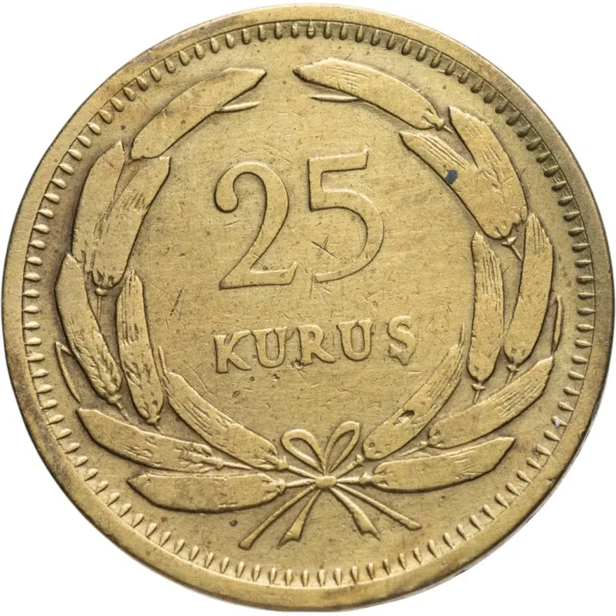 Турция 25 курушей (kurus) 1949, реверс
