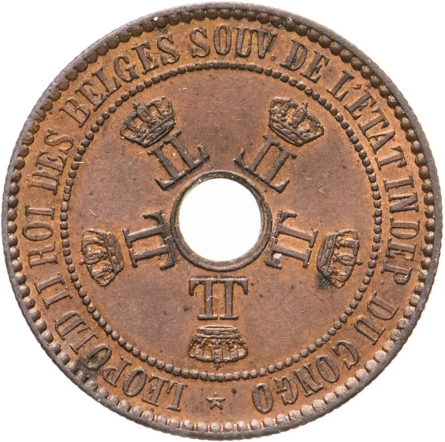 Свободное государство Конго 5 сантимов (centimes) 1888, реверс