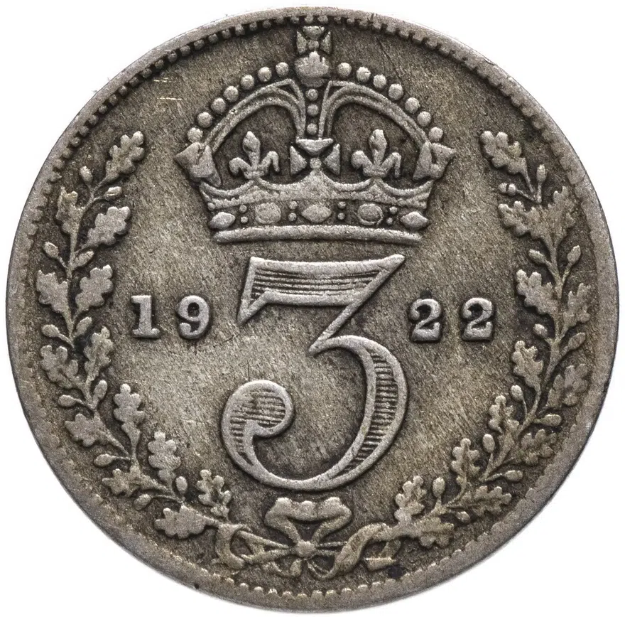 Великобритания 3 пенса (pence) 1922, аверс