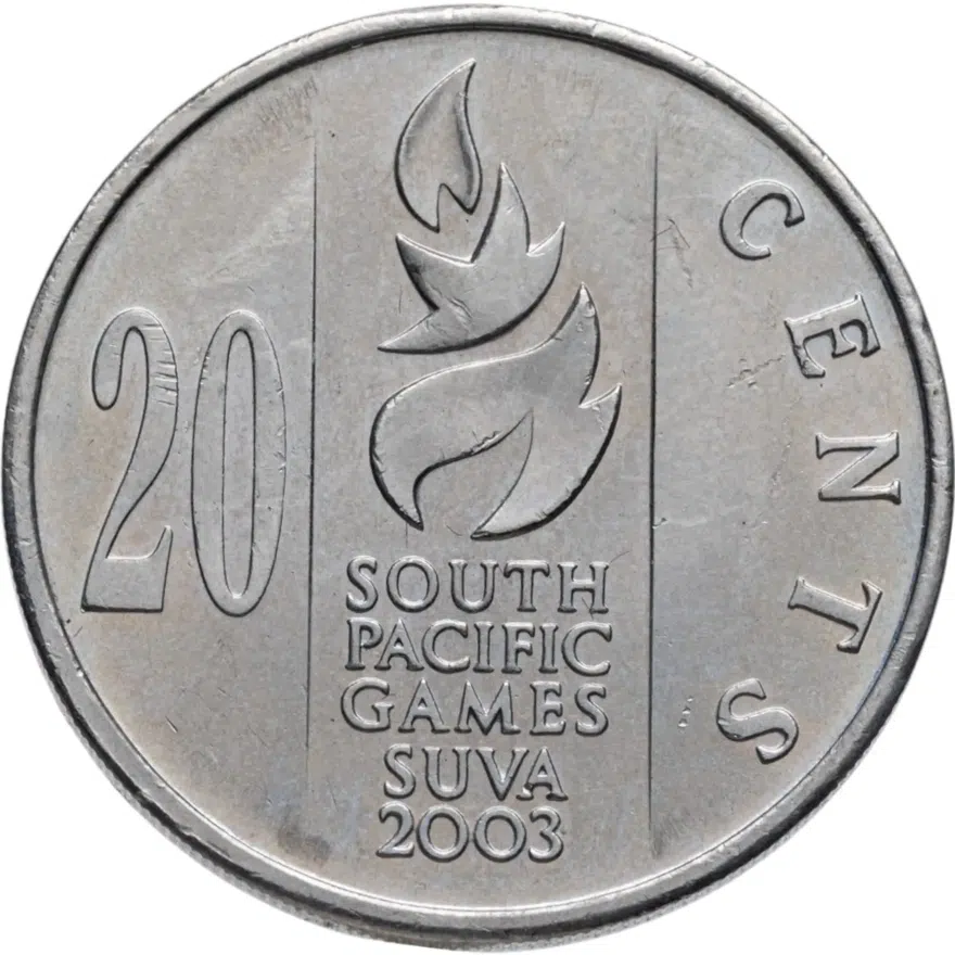 Фиджи 20 центов (cents) 2003 "Тихоокеанские игры", реверс