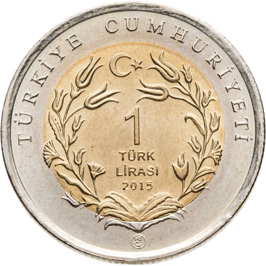 Турция 1 лира (lira) 2015  Фауна Турции - Турецкая ангора (кошка)