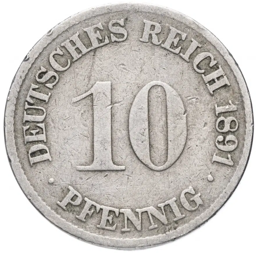 Германия 10 пфеннигов (pfennig) 1891 G