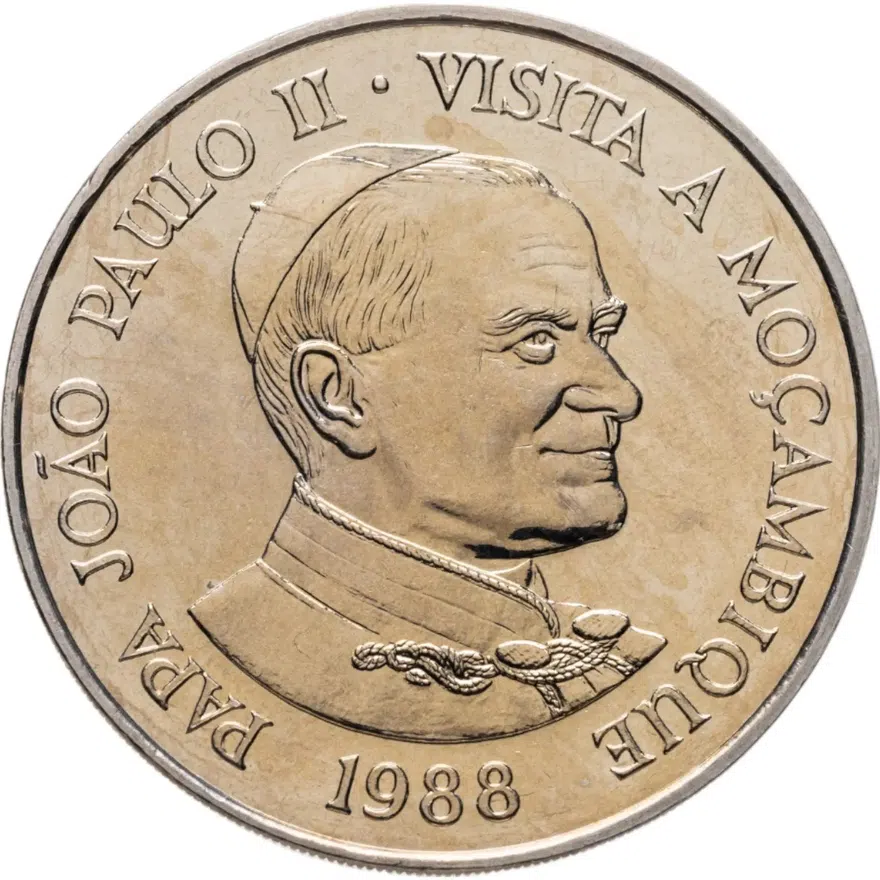 Мозамбик 1000 метикалов (meticais) 1988  Визит Иоанна Павла II
