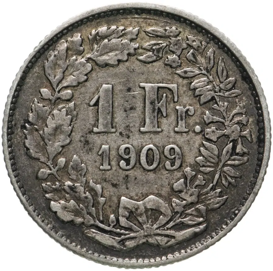 Швейцария 1 франк (franc) 1909