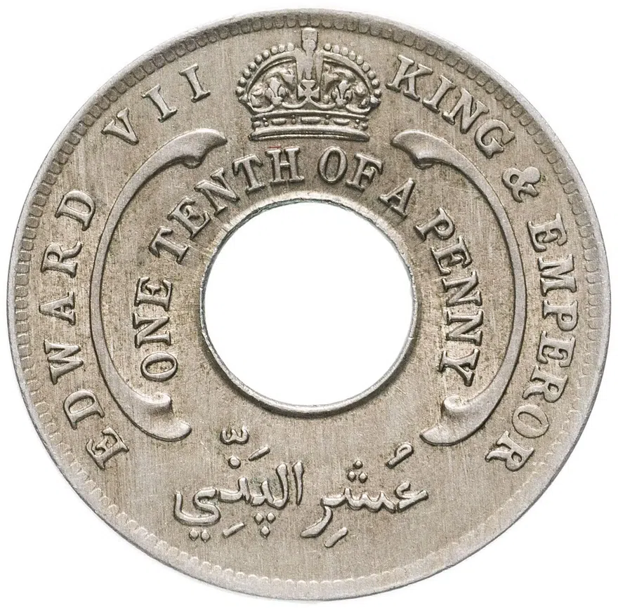 Британская Западная Африка 1/10 пенни (penny) 1908, реверс