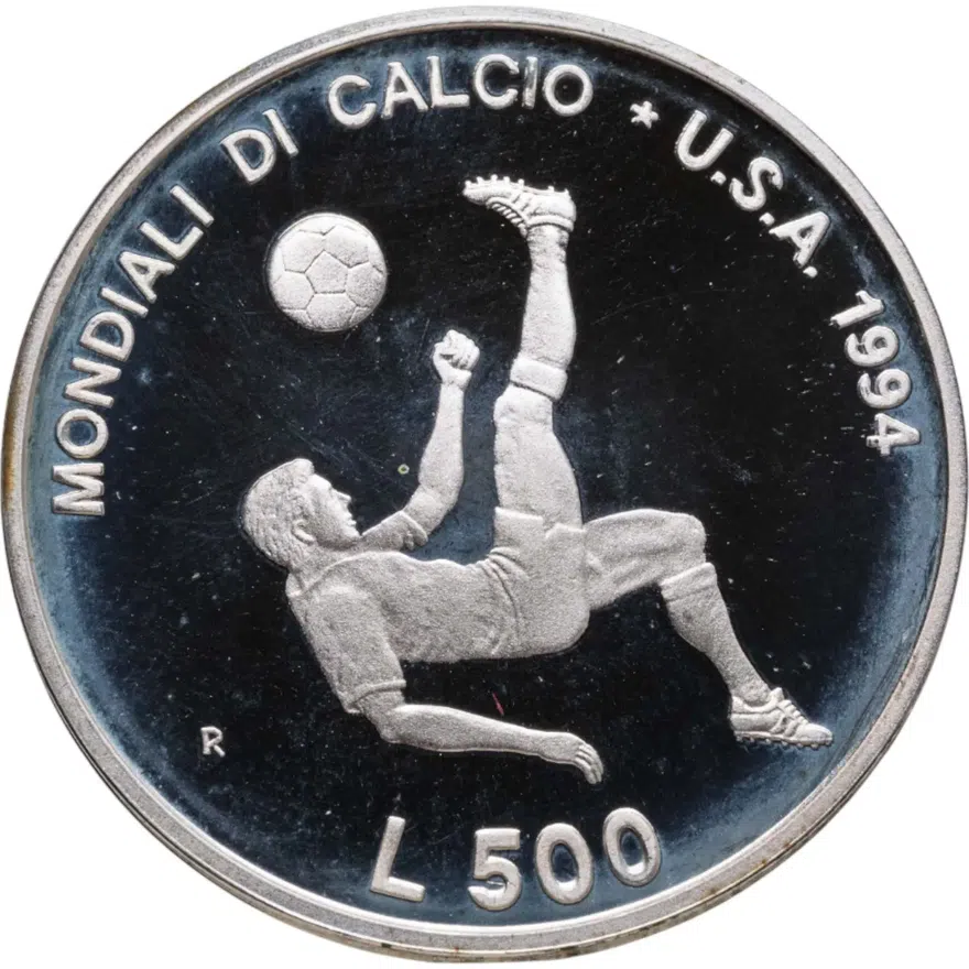 Сан-Марино 500 лир (lire) 1994  Чемпионат мира по футболу 1994