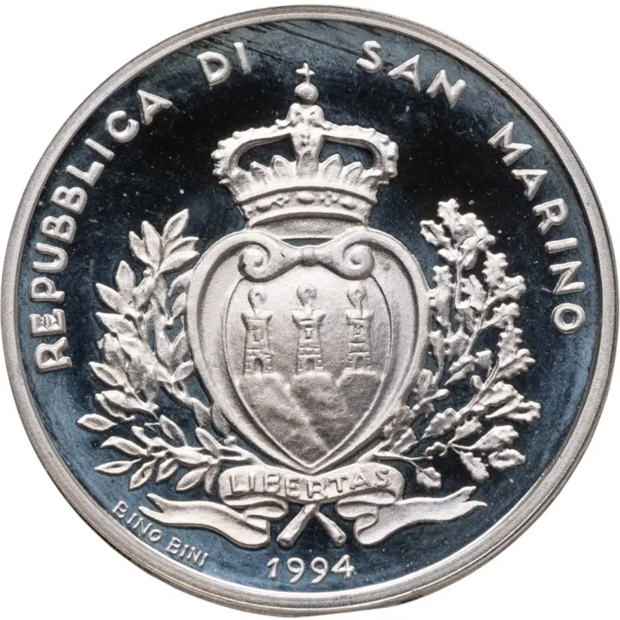 Сан-Марино 500 лир (lire) 1994  Чемпионат мира по футболу 1994, реверс