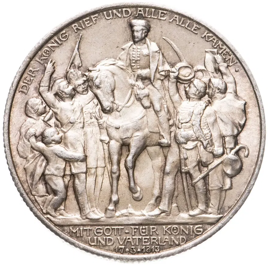 Германия (Империя) 2 марки (mark) 1913  100 лет Победы над Наполеоном под Лейпцигом (Битва народов)