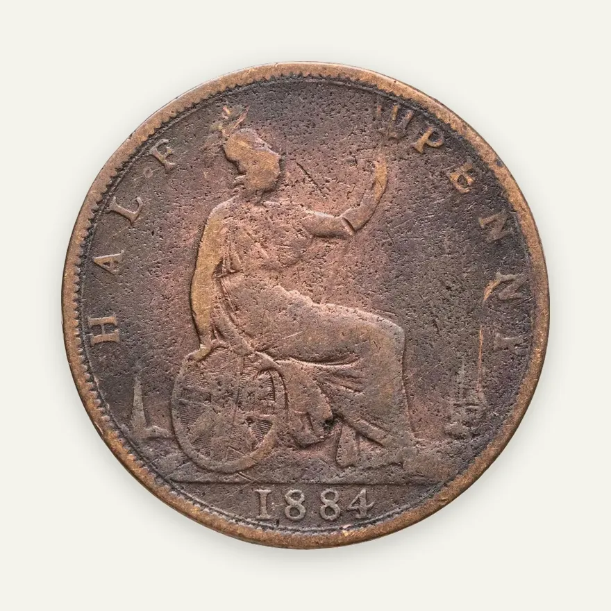 Великобритания 1/2 пенни (penny) 1884, аверс
