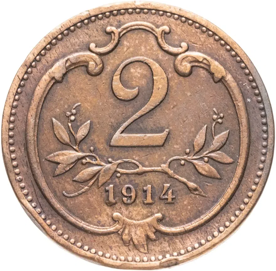Австрия 2 геллера (heller) 1914