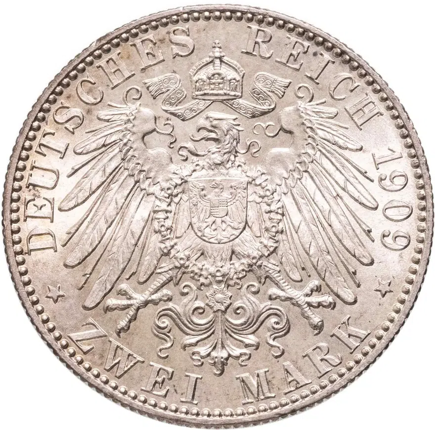 Германская Империя 2 марки 1909 - 500 лет Лейпцигскому университету, реверс