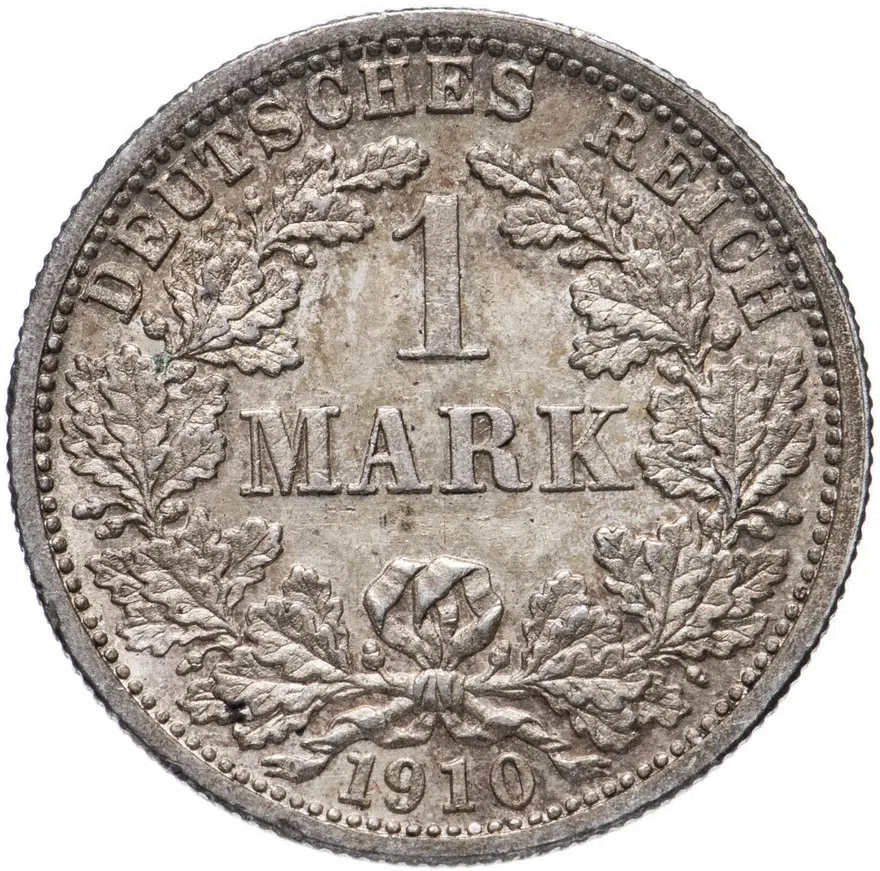 Германия (Германская Империя) 1 марка 1910 "F", реверс