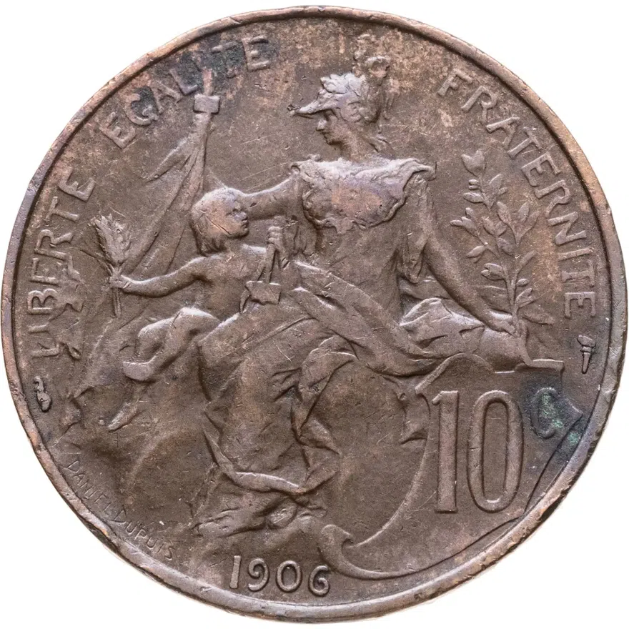 Франция 10 сантимов (centimes) 1906, реверс