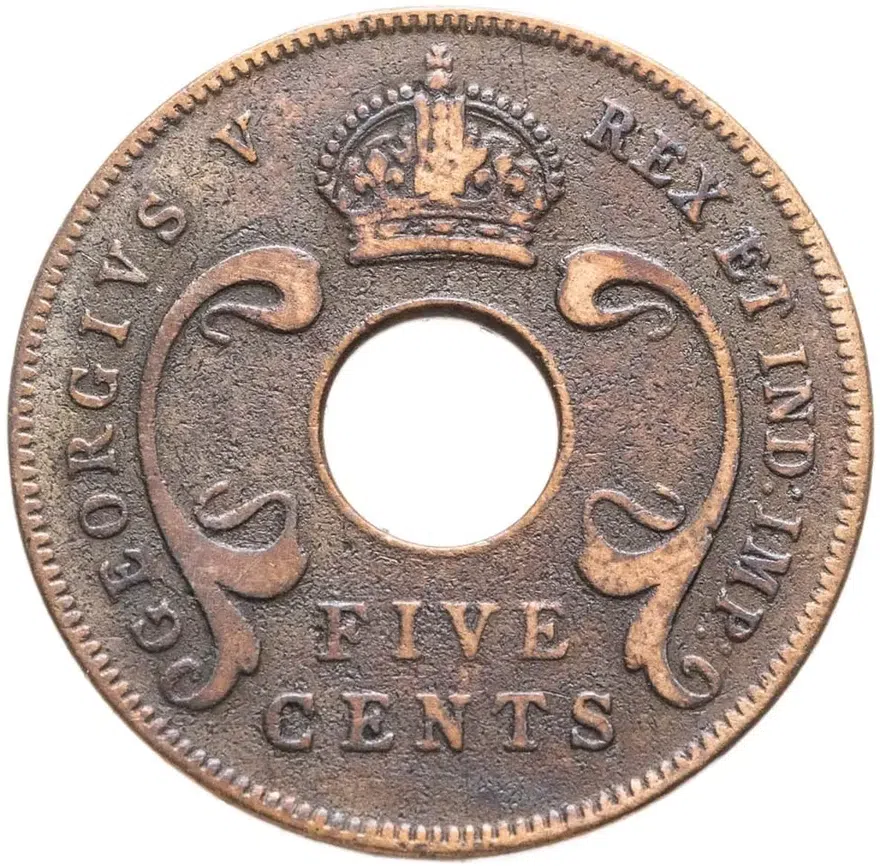 Британская Восточная Африка 5 центов (cents) 1924, аверс