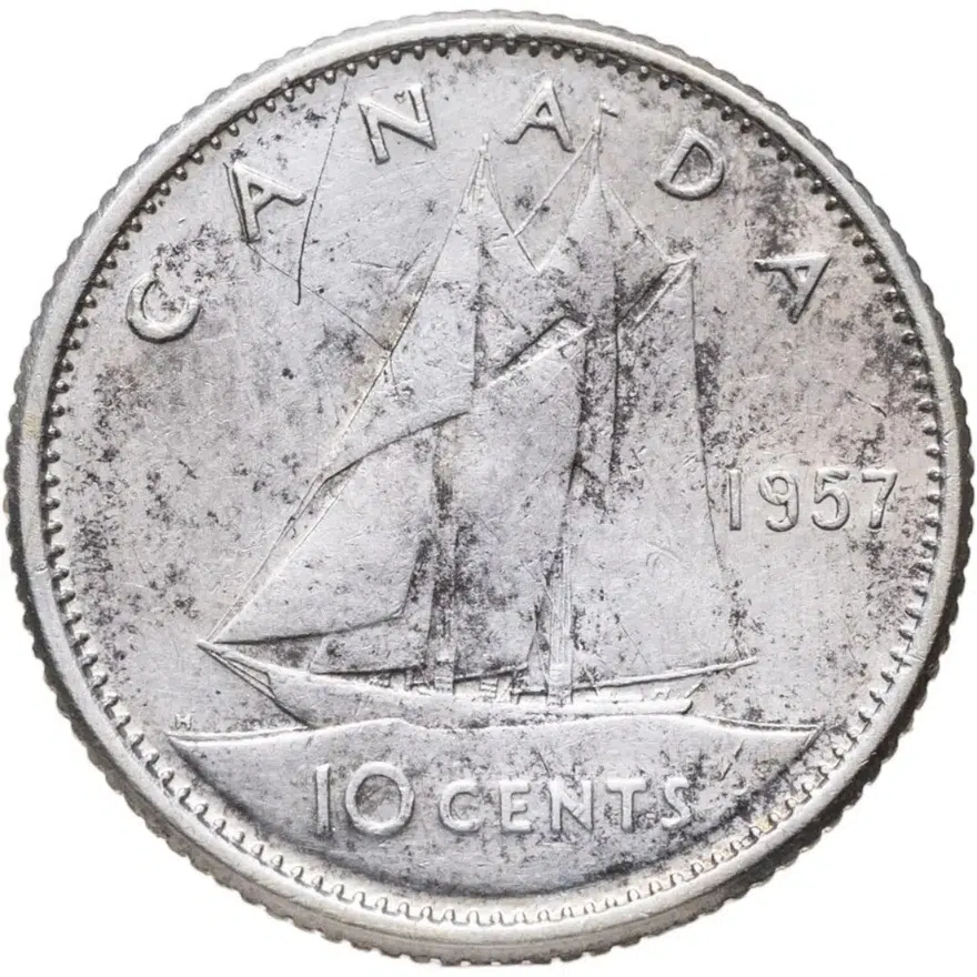 Канада 10 центов (cents) 1957, аверс