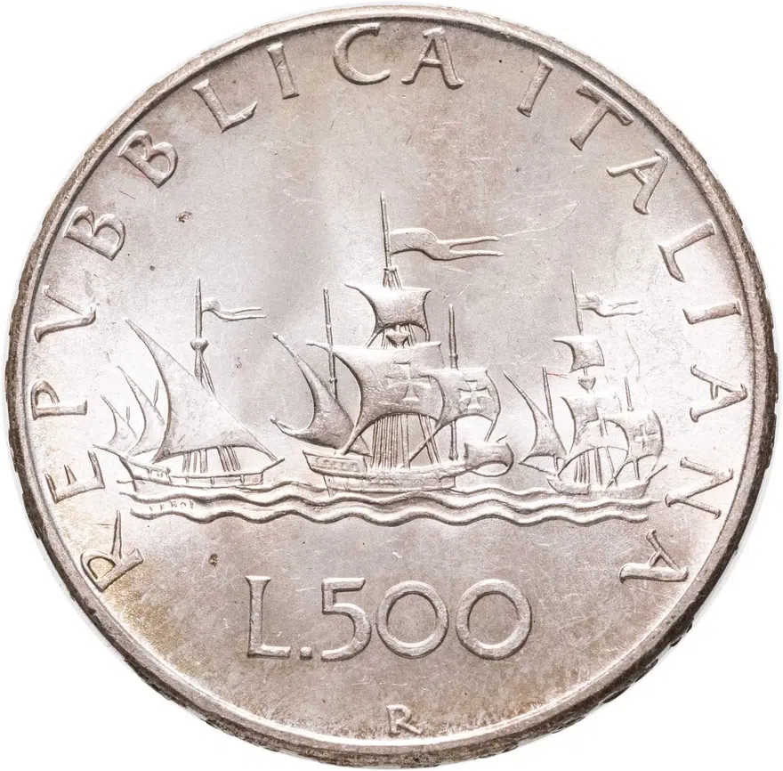 Италия 500 лир 1967, реверс