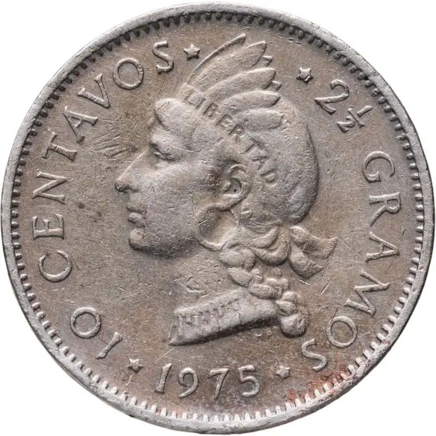 Доминикана 10 сентаво (centavos) 1975, реверс