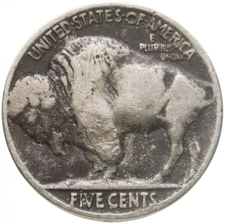 США 5 центов (cents) 1925 D Buffalo Nickel знак монетного двора: "D" - Денвер