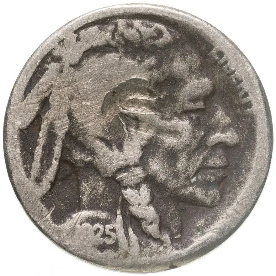 США 5 центов (cents) 1925 D Buffalo Nickel знак монетного двора: "D" - Денвер, реверс