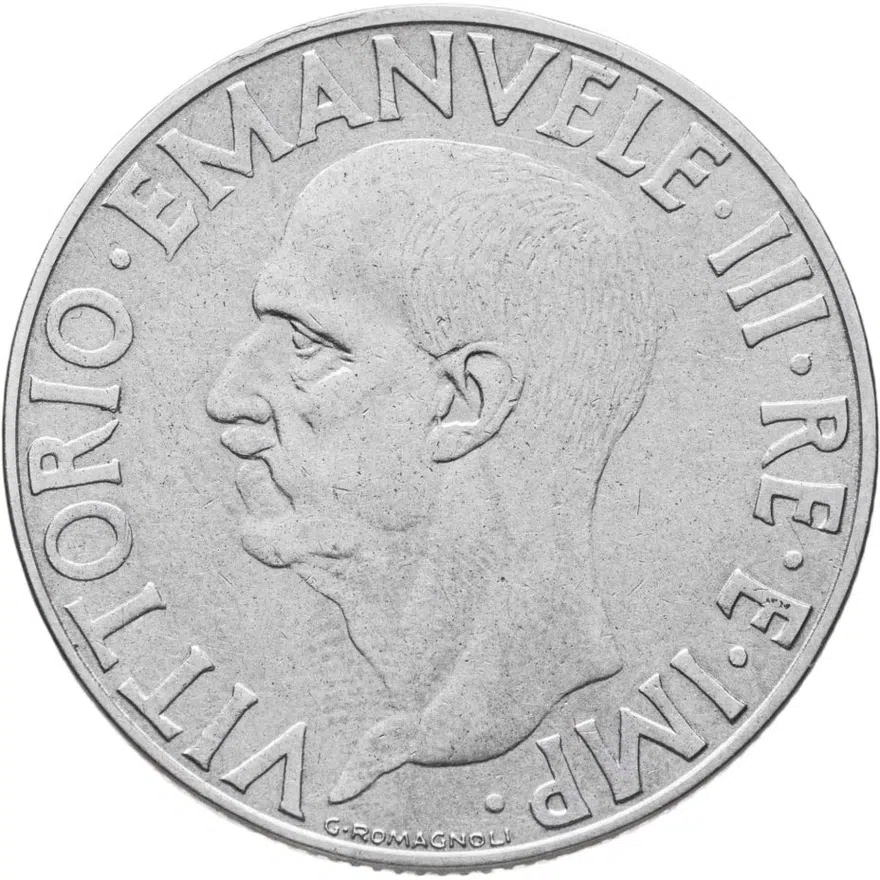 Италия 1 лира (lira) 1939  Не магнетик 1939 - XVII, реверс