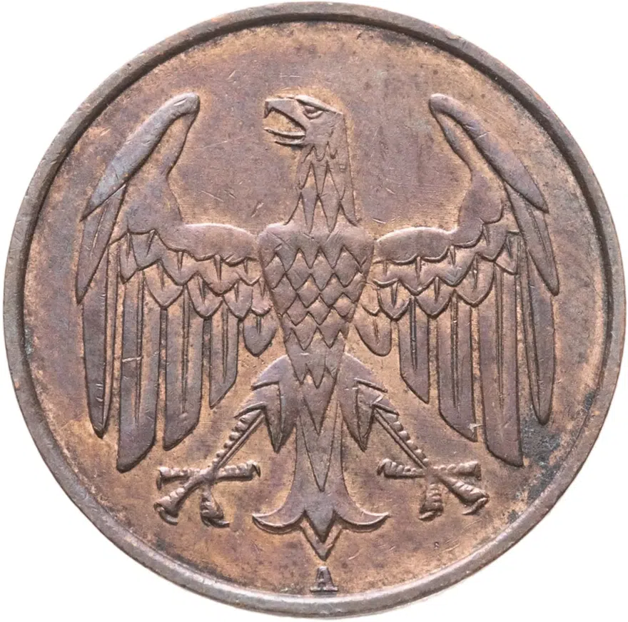 Германия 4 рейхспфеннига (reichspfennig) 1932 A  знак монетного двора "A" — Берлин, реверс