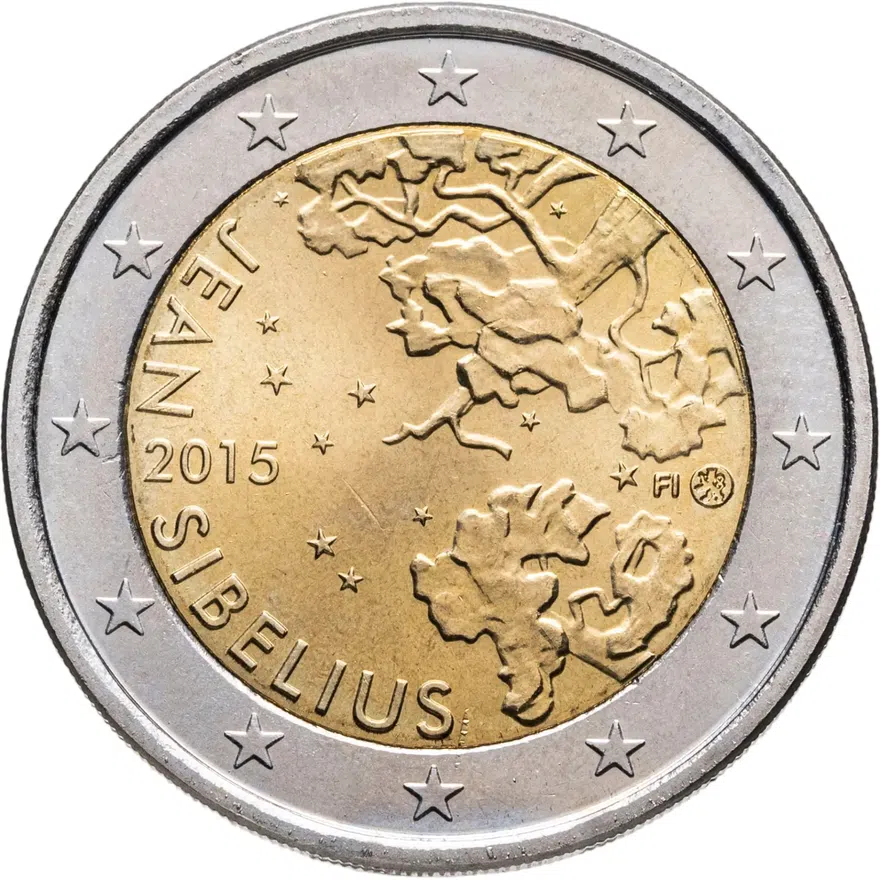 Финляндия 2 евро (euro) 2015 150 лет со дня рождения Яна Сибелиуса