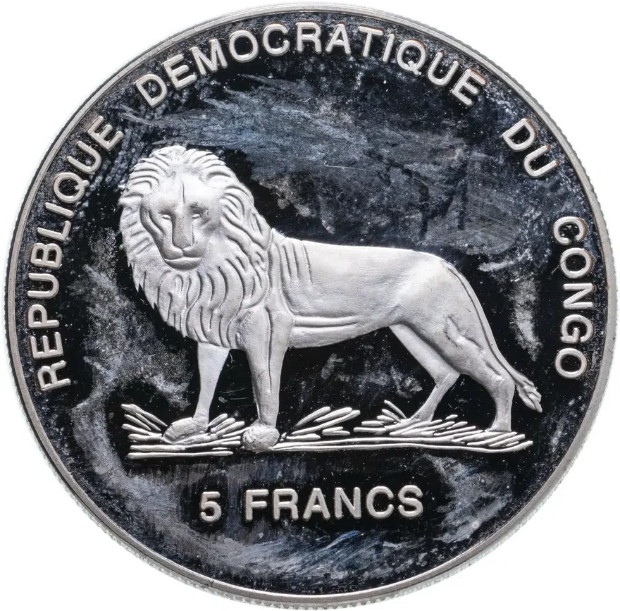 Конго (ДРК) 5 франков (francs) 2000  Встреча Леди Дианы с Папой Иоанном Павлом II, реверс