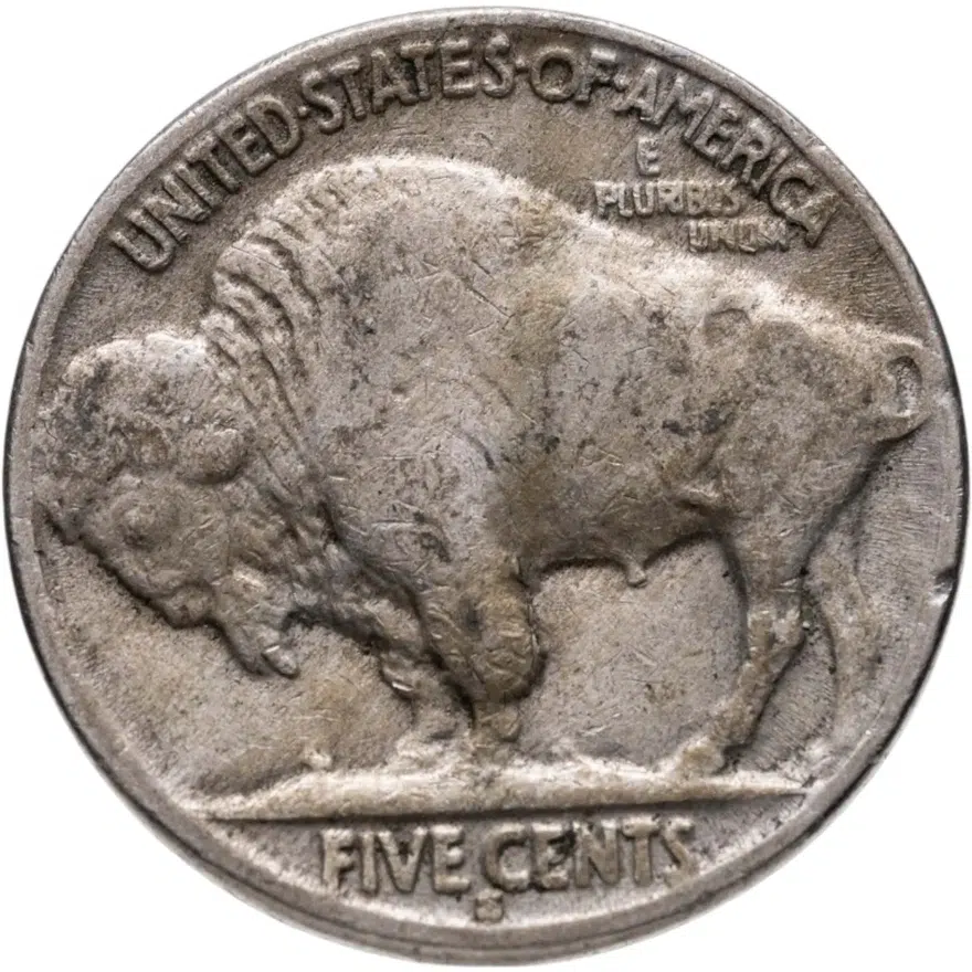 США 5 центов (cents) 1929 S Buffalo Nickel знак монетного двора: "S" - Сан-Франциско, реверс