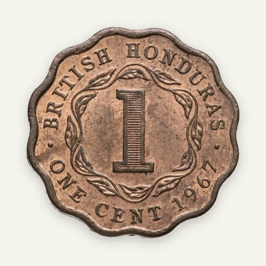 Британский Гондурас 1 цент (cent) 1967, реверс