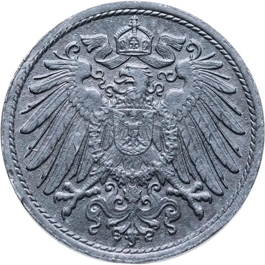 Германия 10 пфеннигов (pfennig) 1922  Цинк /не магнетик/, реверс