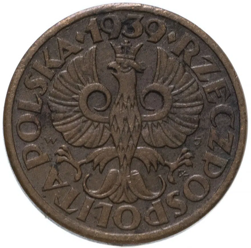 Польша 1 грош 1939, реверс