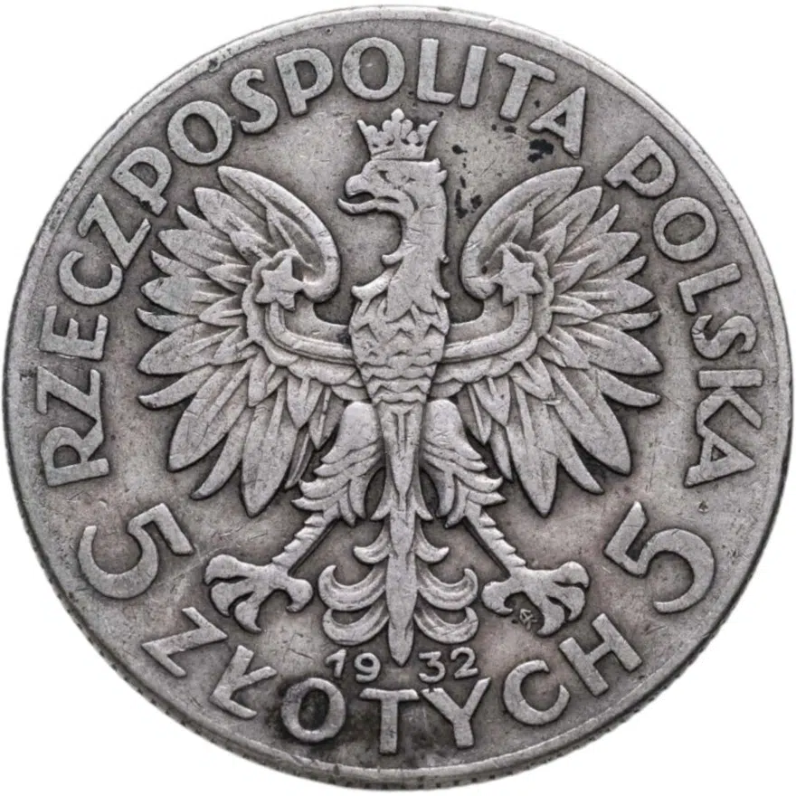 Польша 5 злотых (zlotych) 1932  Королева Ядвига знак монетного двора: "стрелка" - Варшава, реверс