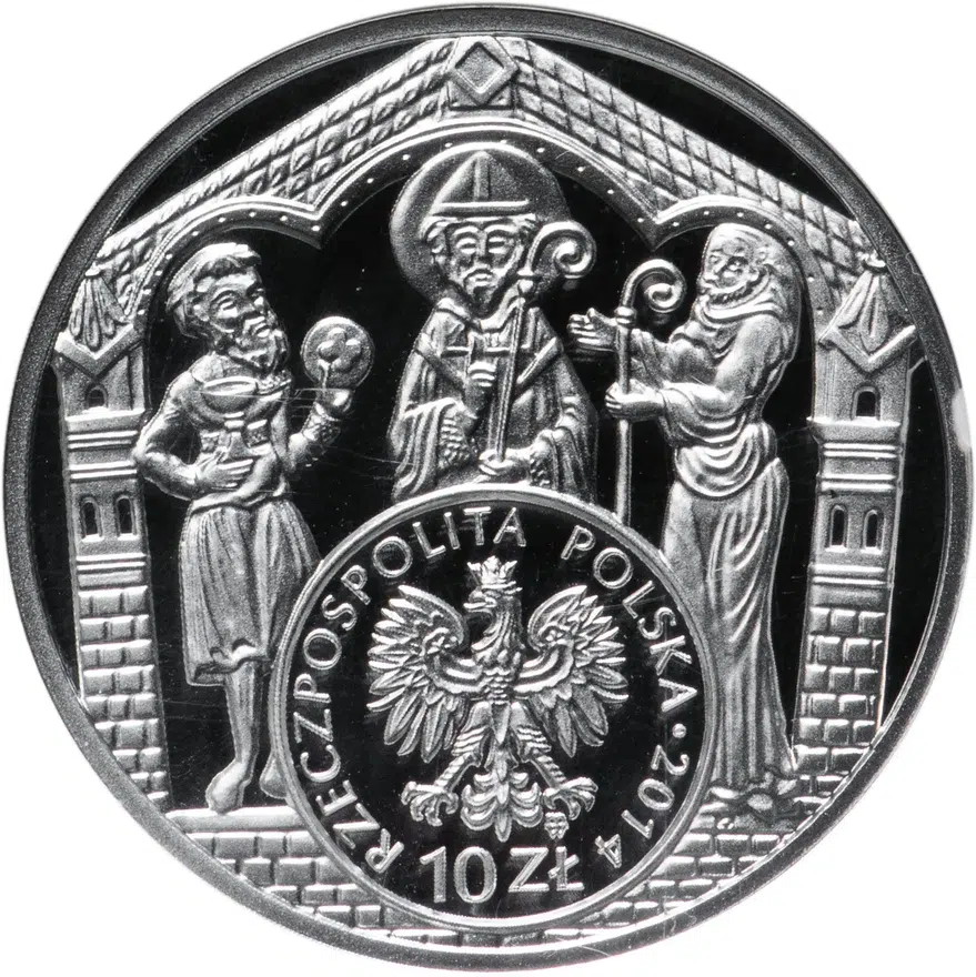 Польша 10 злотых (zlotych) 2014  История польских монет - Брактеат Мешко III Старого, реверс