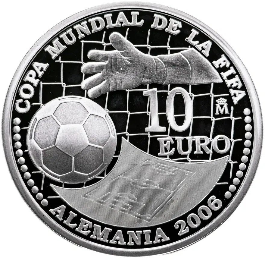 Испания 10 евро (euro) 2004 Чемпионат мира по футболу 2006 в подарочном футляре с сертификатом