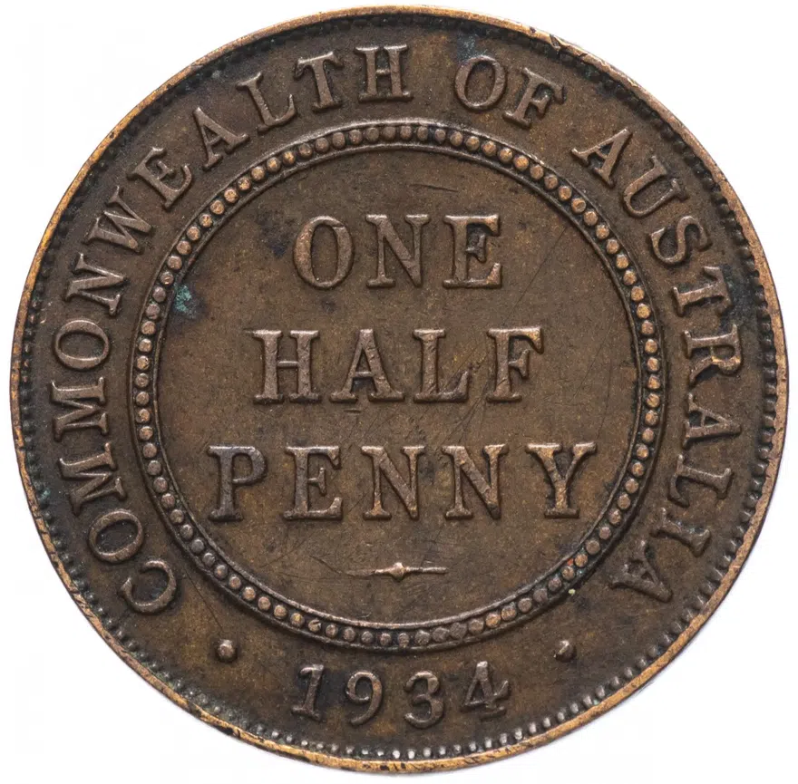 Австралия 1/2 пенни (penny)  1934