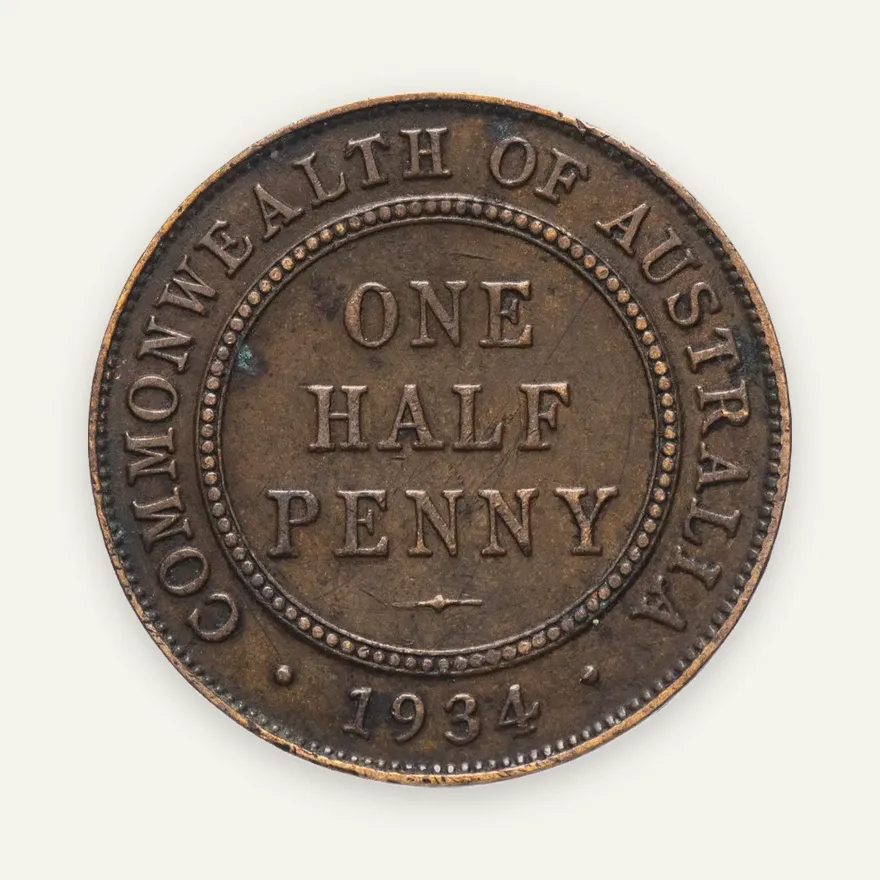 Австралия 1/2 пенни (penny)  1934, реверс